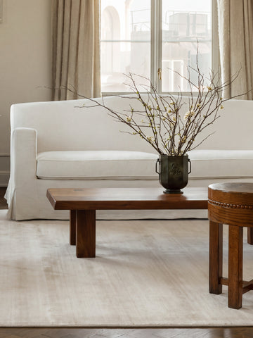 Victoria %100 TENCEL™ Lyocell El Emeği ile Üretilen Halı IVORY CREAM oda görünümü