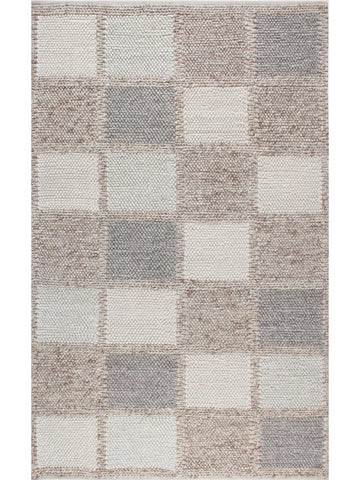 Woolstar %100 Naturel Kazak Desenli Salon Oturma Odası Koridor Antre El Dokuma Örgü Halı MARJORY NAT - Carpetdocia