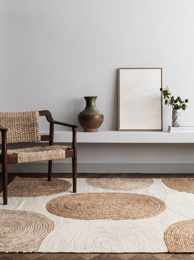 Woolstar %100 Naturaler Kaschmirmuster Wohnzimmer Flur Eingangsbereich Handgewebter Teppich 902NATWHITE